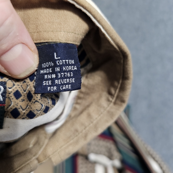 Vintage 90s Trader Bay Mens African Stripe Button Down Shirt Long Sleeve Cotton - Picture 7 of 16